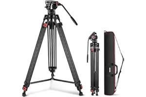 NEEWER 74" trípode de vídeo con Cabeza fluida,QR Placa Compatible con dji RS cardanes,Aluminio Resistente trípode cámara Profesional cámaras DSLR videocámaras,Carga máxima 17.6lb/8kg TP74