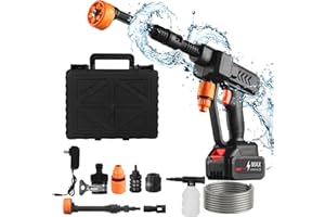 FANMURAN Idropulitrice a Batteria Idropulitrice Portatile ad Alta Pressione da 21V 6 in 1 Con 2 Batterie Ricaricabile 60 Bar Idropulitrice per Auto Giardino Pulizia