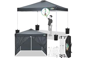 COBIZI Tonnelle De Jardin 3 X 3 M Tonnelle Pliante Tente RéCeption，Barnum Pliant 3x3 with 4 Removeable Sidewalls, à Hauteur RéGlable pour FêTe Marriage Les ActivitéS Commerciales,Gris