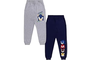 SONIC THE HEDGEHOG Boys 2pk Jogging Bottoms, Jogger Pants Pack of 2, Tracksuit Bottoms. Sonic Gifts for Kids