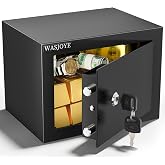 WASJOYE 23 x 17 x 17 cm Small Safe, 6.8L Safe with 2 Keys | Small Safe for Home, Business, Offices, Money, Jewelry, Passports