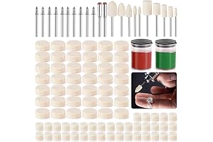 Annickee 154Pcs Polishing Buffing Wheel, Metal Polishing Kit, Wool Felt Polishings Wheel with 1/8" Shank, Buffing Pads for Drill, Rotary Tool Accessories for Metal Jade Glass Grinding