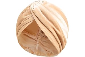 HIQUACC Women's Velvet Turban Hat Pre-Tied Headwrap Beanie Cap for Cancer Chemo Hair Loss