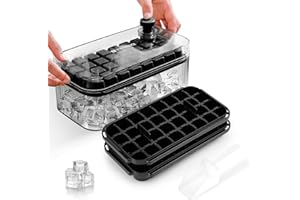 SEACHRGIF Cubiteras Para Hielo, Moldes Hielo,Bandeja Hhielo,Cubitera de Grado Alimenticio, Liberación de Todos Los Cubitos de Hielo en un Segundo, Molde Hielo Reutilizable Para 64 Ice Cube Tray(negro)