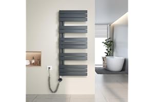 Heilmetz Toallero electrico baño 1176x500mm 600W, radiador toallero electrico con termostato Elemento Calefactor y función de Temporizador（Antracita）