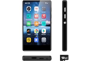 SWOFY 80GB MP3 Player with Spotify, M503 Pro Mp4 Music Player with Bluetooth and WiFi, 4 inch Digital Audio Player with Audible,Browser,Amazon Music, E-book FM Radio Support 512GB Expansion Black