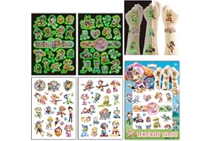 YANGSIW (Gift Package)60pcs 4 sheets Cute Temporary Tattoos for Kids Party Supplies, 2 Sheet Glow-in-the-dark Tattoo included. …