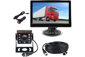 HUACANG 4 Pin Car Reversing Camera Parking Assistance System, 12V-24V 5 Inch TFT LCD HD Colour Reversing Monitor + 8 LEDs Night Vision Waterproof Reversing Camera