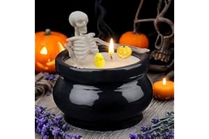 PANTSLINE Gothic Skeleton Candle Holder - Halloween Skull Candle Cup for Home Bar, Living Room Table Decor, Vintage Gift (Round)