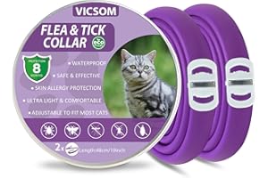 VICSOM Collar antipulgas Gatos, Collar antipulgas y garrapatas para Gatos, Collar antiparasitario Gatos Regulable Impermeable, 8 Meses de Natural Protección para Todos los Tamaños de Gatos 2Pcs Verde