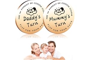 Otuuz Moneta della Decisione dei Nuovi Genitori per Papà e Mamma Moneta Decisionale di Coppia Moneta di Turno Divertente in Acciaio Inossidabile con Incisione Moneta Lanciata per Regalo Neonato