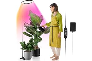 YUYMIKA 160 LED 5V4A a spettro completo per piante da 10 pollici, Luce di coltivazione a collo d'oca a 360°, Spina Euro, timer automatico 3/9/12, asta telescopica da 11,8-59 pollici