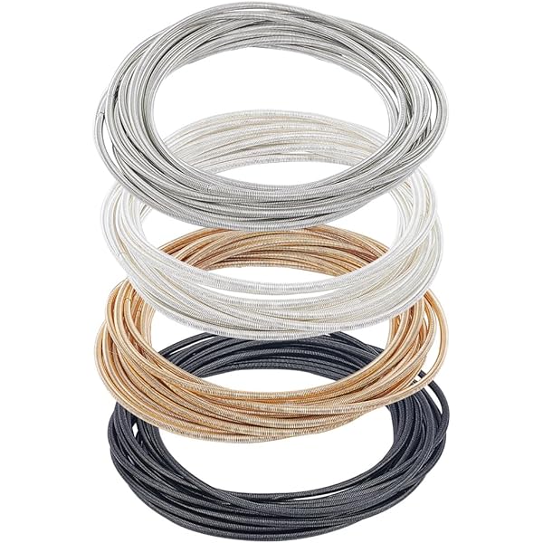 Majale Bracciale Con Corde Di Chitarra Donna - Rigido Minimalista In Acciaio Inox - Multifilo Fatto A Mano - Stile Anni '80
