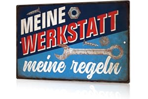 Putuo Decor Werkstatt Regeln Metallschild – Meine Werkstatt Meine Regeln, Vintage Aluminium Schild für Garage & Männerhöhle