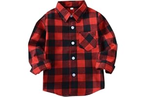 DE FEUILLES Chic-Chic Chemise Carreaux Manche Longue Bébé Fille Garçon Enfants Haut T-Shirt Chemisier Classics Chemise Sweat Shirt