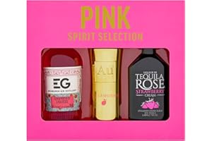 BEAMS INTERNATIONAL Pink Trio Selection – Premium Mini Alcohol Bottles Gift Set, AU Vodka, Tequila Rose & Edinburgh Gin Liqueur, Raspberry - Small Pink Gifts for Women, Christmas - Perfect Ladies Hamper Gifts for Her