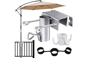 Axinyijia Support Parasol Balcon, Porte-Parasol en Métal Ø25-38mm, Accroche Parasol Balcon Réglable, Pied de Parasol