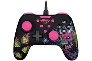 Konix Stranger Things Manette filaire pour Nintendo Switch, Switch 2 et PC - Fonction vibration - Câble 3 m - Noir et rose
