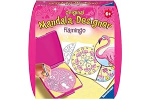 Ravensburger Mandala Designer Mini Flamingo 28520, Zeichnen Lernen für Kinder ab 6 Jahren, Zeichen-Set mit Mandala-Schablone für farbenfrohe Mandalas