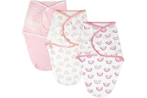 AYBUY Set med 3 swaddles för spädbarn, sömnpose för nyfödda för pojke flicka 0-3 månader, väsentliga ekologiska justerbara ba
