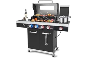 Gasgrill "KINGSTON" von El Fuego® | 4 + 1 Brenner | Infrarotbrenner | 2 Brenner + 2 Hochleistungsbrenner | LED-Beleuchtung | mit Sichtfenster | Brenner aus Edelstahl | inkl. Abdeckhaube | AY 505