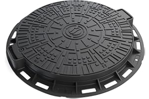 STANDARTPARK Tapa de Pozo y Alcantarilla VODALAND - Plástico Polipropileno Negro o gris, Paso Libre 600mm - Ideal para Arquetas de PVC, Pozos y Registros de Alcantarillado (Negro)