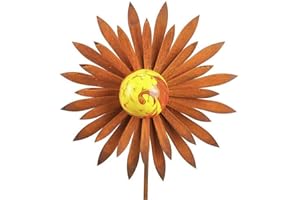 Bornhöft Décoration de jardin en métal rouillé avec boules en verre (fleur pointue)