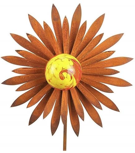 Zen Man 101558 Tuinsteker, glazen bol, glasdecoratie, rooster, tuinfiguur, bloembedsteker, groen, 115 x 6 x 6 cm