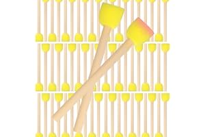 Nogeqi 40 Stück Runde Schwammpinsel Kinder, Schwämme Rund Tupfpinsel, Schwamm Pinsel Stupfpinsel zum Malen, Schaumstoff Pinsel für Acrylmalerei Holzgriff für DIY Handwerk Kinderkritzel (Gelb)