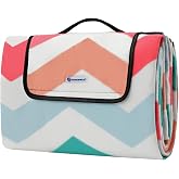 SONGMICS Picnic Blanket, 200 x 200 cm, Outdoor Beach Blanket for Camping, Park, Yard, with Waterproof Backing, Foldable, Red