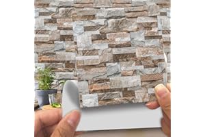Hiser 20 Pezzi Similpelle 3D in Finta Pietra Stile Mattone Pellicole Adesive per Mobili e Pareti,Rotoli Carta Adesiva Altissima Risoluzione con Varie Misure,Wrapping Piastrelle Cucine (LA020,10cm)