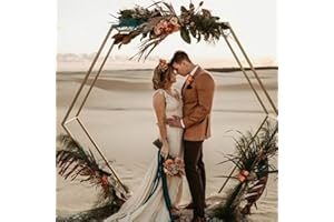 FETCOI 2.2M Hexagon Gold Metall Hochzeitsbogen Blumenständer Event Hintergrund Dekor, Einfach Installieren Reinigen