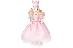 Clever Creations Sugar Plum Fairy Wooden Nutcracker Wearing Pink Dress, Pearl Necklace, Crown | Holding Star Fairy Wand | Festive Decor | Perfect for Shelves & Tables | 100% Wood | 14” Tall…