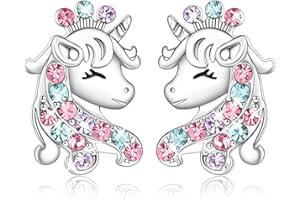 LICHUANUK Kolczyki Jednorożec Dziewczyna Srebro Sterling Prezent Urodzinowy Biżuteria Jednorożec dla Dziewczyn Kobiet, Prezenty Urodzinowe Dla Dziewcząt Dzieci Kobiety, Metal