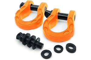 GA GEARAMERICA GearAmerica Mega Shackles Orange (2PK) | 68,000 lbs Capacity - Stronger than 3/4" D Rings | Tow Shackle + 7/8" Pin + Washers | Securely Connect Tow Strap or Winch Rope to 4x4 for Off-Road 4x4 Recovery