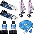 Youmile 2 pcs USBASP ISP Downloader Programmer Microcontroller Module with Cable and 10Pin to 6Pin Adapter Board USB extension cable for 51 for AVR Series Microcontroller