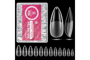AIMEILI 504 Pezzi Tip in Gel per Unghie Full Cover, 12 Taglie Tip Unghie Ricostruzione Mandorla Soft Gel Nail Tips Fake Nails - 011
