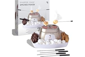 SHARPER IMAGE Electric Tabletop S'mores Maker for Indoors, 6-Piece Set, Includes 4 Skewers & 4 Serving Compartments, Easy Cleaning & Storage, Tabletop Marshmallow Roaster, Family Fun For Kids Adults