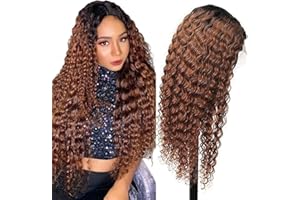 LAKAISA Parrucca Donna Marrone 4X4 Lace Front Human Hair Glueless Kinky Curly Wig Wear and Go Pre Plucked Natural Hairline With Baby Hair 180% Density 28 Inch