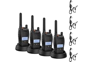 BAOFENG BF-88ST Pro PMR446 Walkie Talkie, Radio bidireccional Recargable de Largo Alcance Mejorada sin Licencia con Pantalla LCD, Reloj Dual VOX, Cargador de Escritorio y Auriculares, Paquete de 4