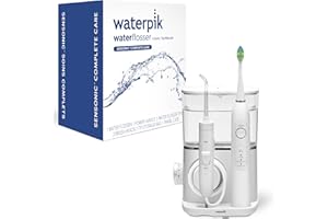 Waterpik Sensonic Complete Care - Juego de hilo dental y cepillo de dientes eléctrico recargable, CC-04, color blanco