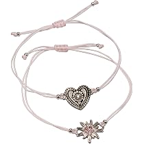 Alpenflüstern Trachten-Armband Set – Mit Strass-Edelweiß & Herz, Silber, Verstellbar, Für Damen
