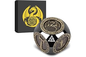 KELLER & WEBER Dés Rotatifs du Bout des Doigts DND, 7-en-1 Métallique D&D Dés avec Relief 3D, Dés Polyédriques Tournants D&D, Cadeaux DND avec Boîte Cadeau, RPG, Jeu de Rôle, Accessoires de Jeu de Société, Noir