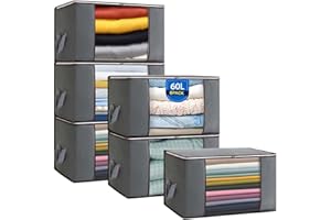 Boic Torby do przechowywania ubrań z pokrywkami, pudełka do przechowywania ubrań 60 l, duże torby do przechowywania, składane pudełko do przechowywania z zamkami błyskawicznymi, organizer na zabawki