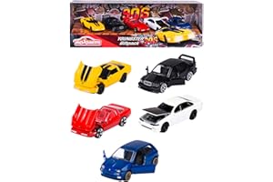 Majorette - Pack de 5 Coches de Metal "Los Jóvenes '90", Escala 1:64, 7,5cm, Edición clásicos años 90, A Partir de 3 Años (212052021)