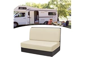 Eysbiy Copridivano per Camper, 1 set (2 pezzi) Copricuscini Elasticizzati per Camper Lavabile Fodere Cuscini Dinette RV Coprisedili per Caravan Coprischienale e Copripanca (Velluto, Beige)