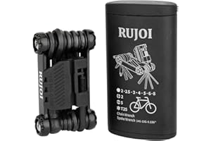 RUJOI Bike Multi Tool 14 en 1 avec kit d'outils de disjoncteur de chaîne, outils de réparation de vélo avec clé Allen, clé Torx, Phillips et vis plate.