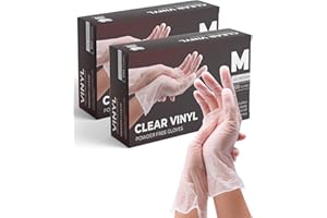 eatasty Vinyl Multi-Purpose Clear Gloves, Powder Free, Disposable, 200 Pack