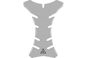 Autodomy Protector Deposito Moto Fibra de Carbono Gris V2 20x14 cm | Pegatina Deposito Moto Antideslizante Resiste la Lluvia y el Sol | Válida para Cualquier Modelo