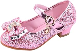BOTCAM Zapatos de tacón de princesa con purpurina para niña, sandalias de tacón alto, con lentejuelas, zapatos de princesa, zapatos de cosplay, fiestas, Mary Jane, zapatos de boda, zapatos de ballet